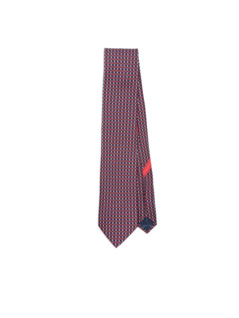 geometric-pattern silk tie