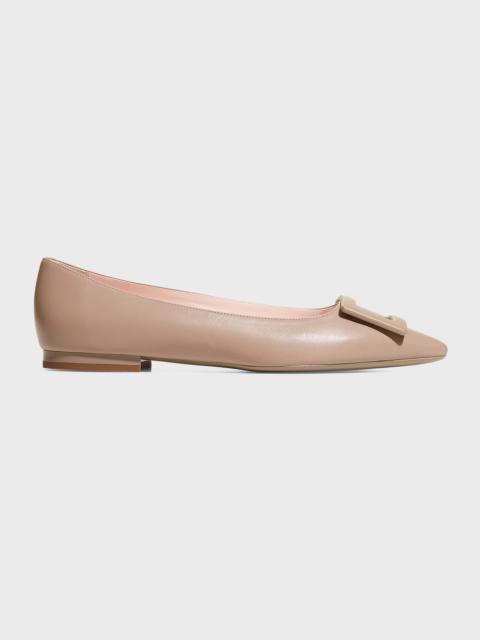 Gommettine Leather Buckle Ballerina Flats