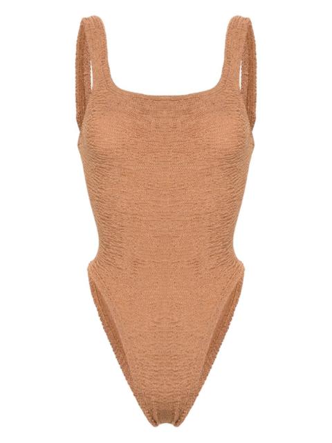 crinkled-effect open-back swimsuit