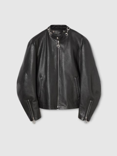 Leather jacket with Horsebit