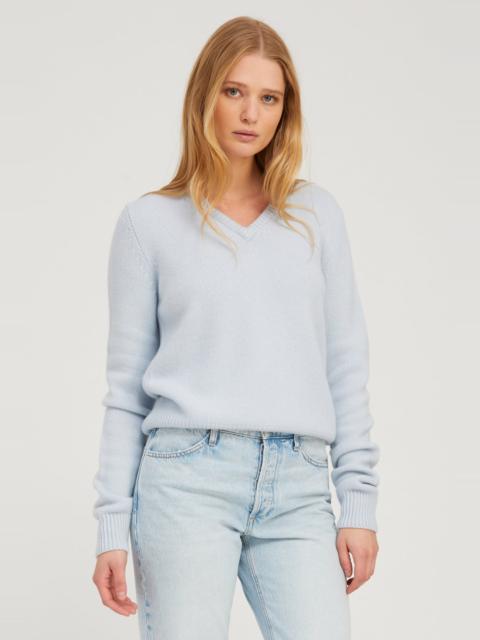 BABY BLUE HEAVY CASHMERE V-NECK SWEATER