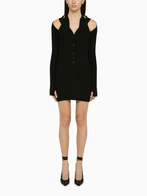 Black ribbed mini dress with cut out