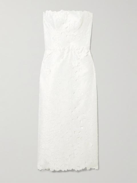 Astelle Strapless Guipure Lace Midi Dress