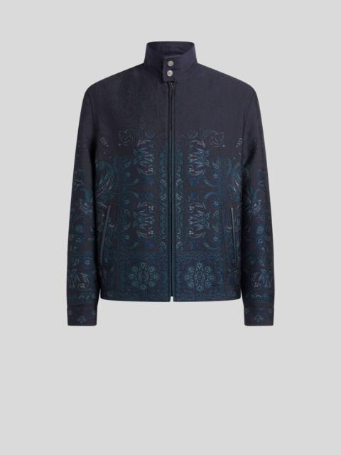 WOOL-BLEND JACQUARD JACKET WITH STAND-UP COLLAR