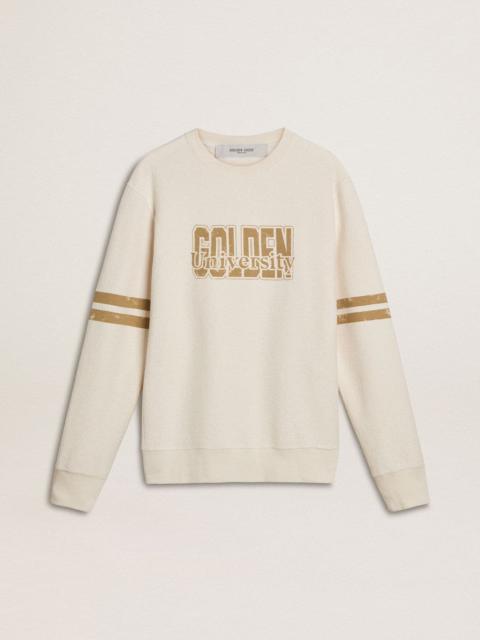 Men's white cotton sweatshirt with front print