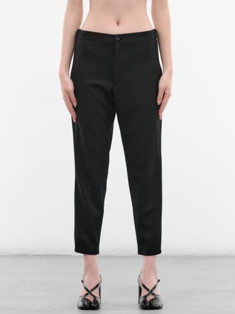 Black Wool Gabardine Slim Pants