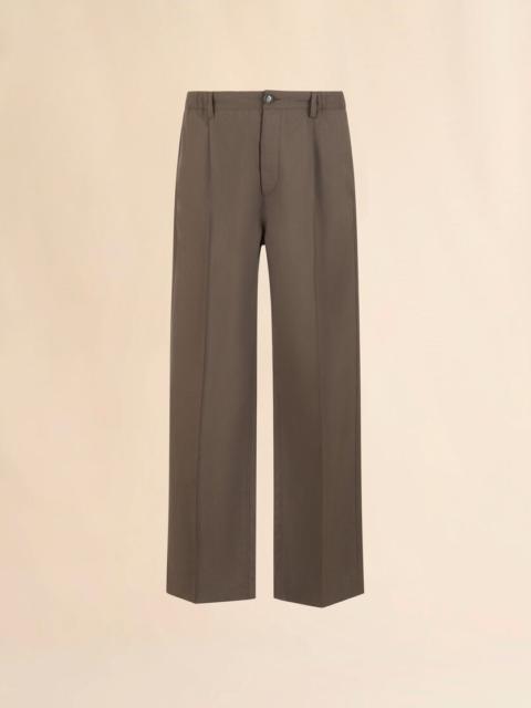 BROWN WOOL TROUSERS WITH ELASTICATED WAISTBAND