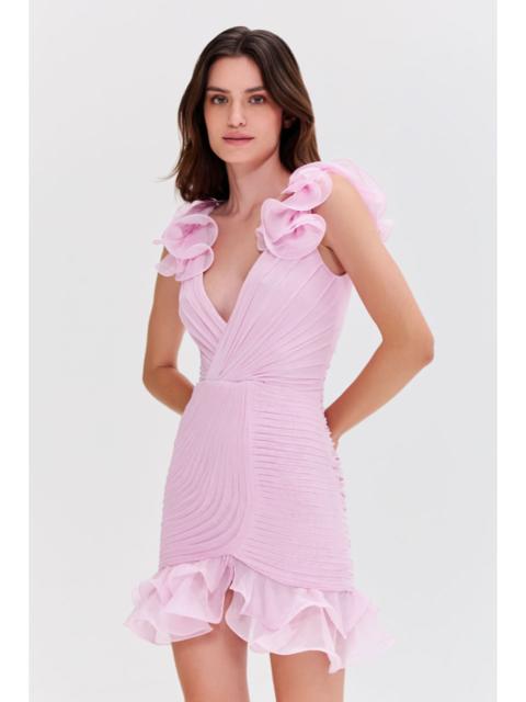 SILK PLISSE FLUTTER MINI DRESS