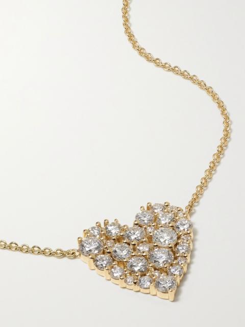 Cocktail Heart 14-karat gold diamond necklace Gold