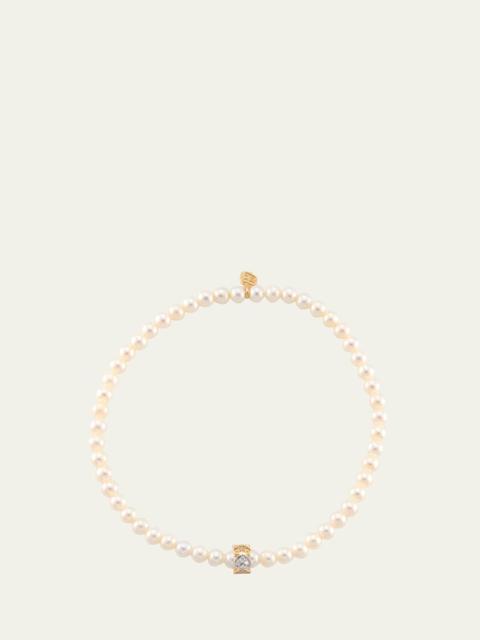 Freshwater Pearl Bead Bracelet with Eternity Heart Rondelle