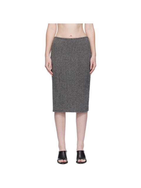 Gray Twisted Midi Skirt