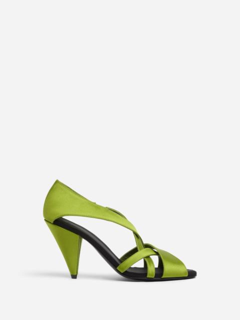 Open Toe Heeled Sandal in Satin