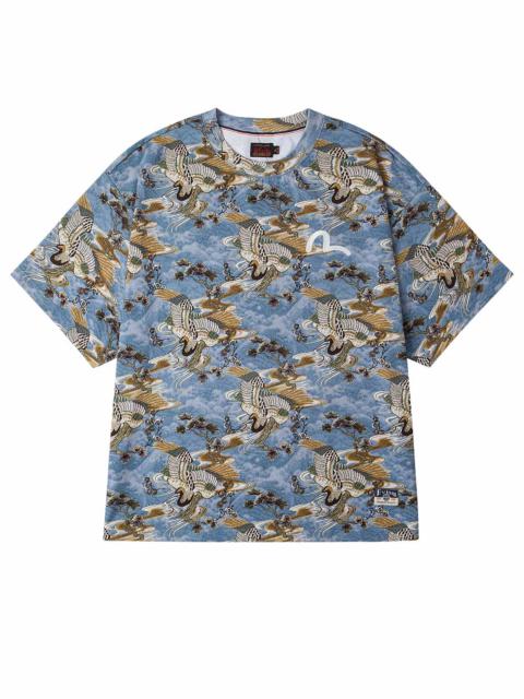 Allover Crane Print Relax Fit T-shirt