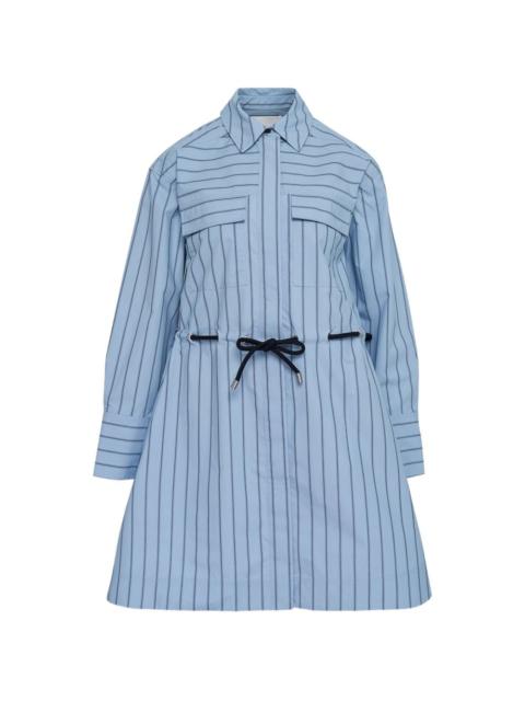 long-sleeves belted mini shirt dress