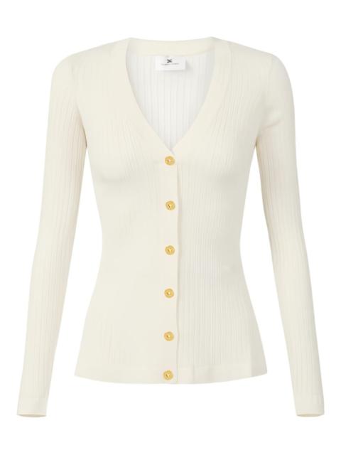 ribbed long-sleeve cardigan