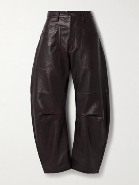 Shon Leather Barrel-leg Pants