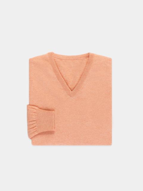 MADE-IN-SCOTLAND SALMON CASHMERE V-NECK SWEATER