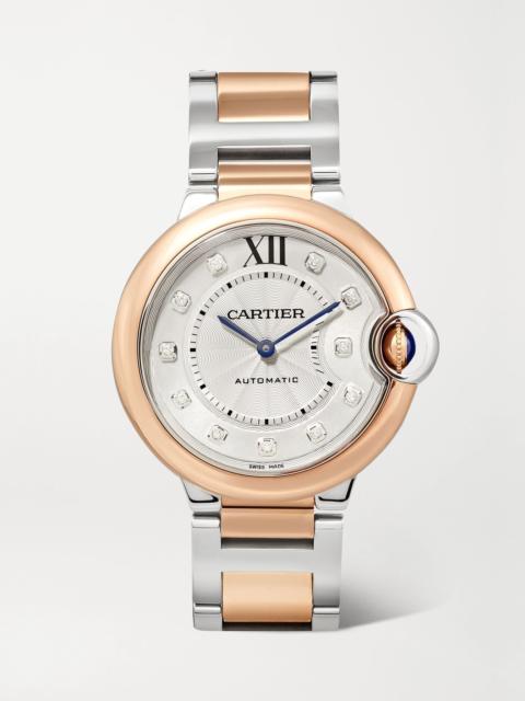 Ballon Bleu de Cartier Automatic 36mm 18-karat rose gold, stainless steel and diamond watch White
