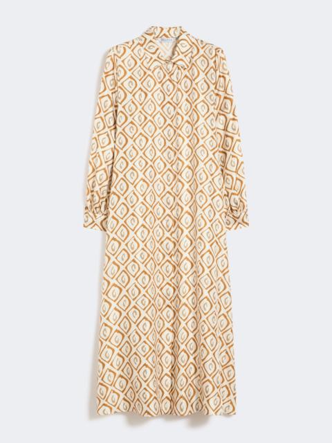 Printed silk twill shirt dress - BEIGE