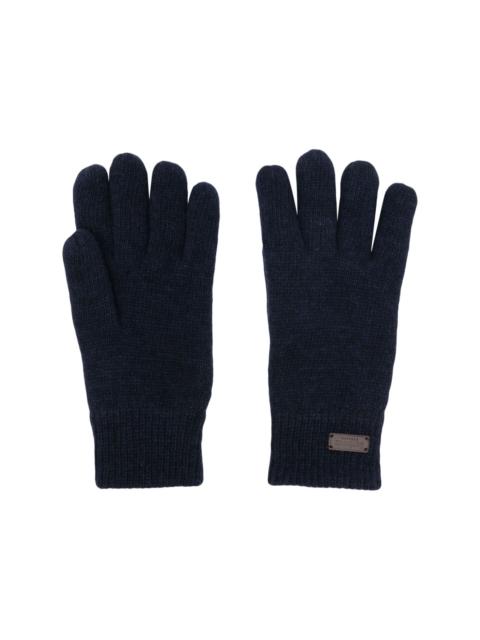 logo-patch ribbed gloves