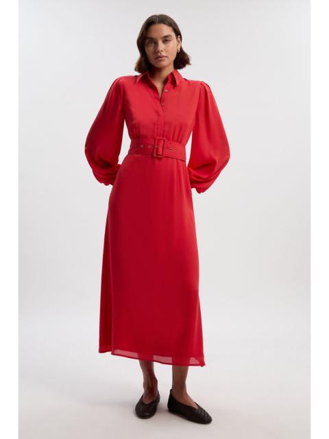 Georgette Belted Blur Print Woven Shirt Dress