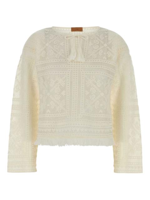 crochet fringed sweater