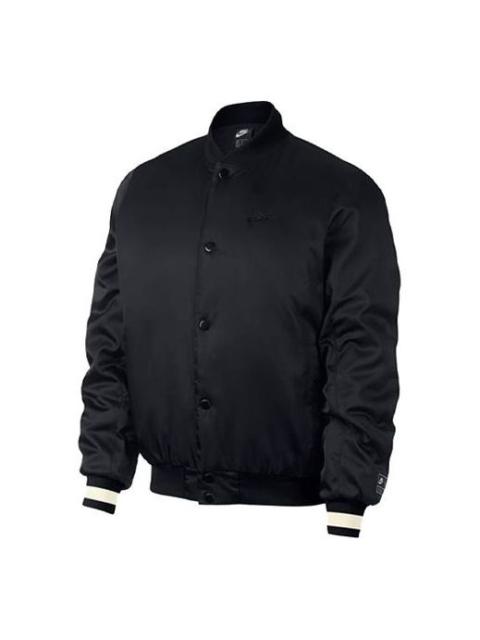 Men's Nike Air Solid Color Logo Woven Sports Baseball Jacket Black AR1838-010