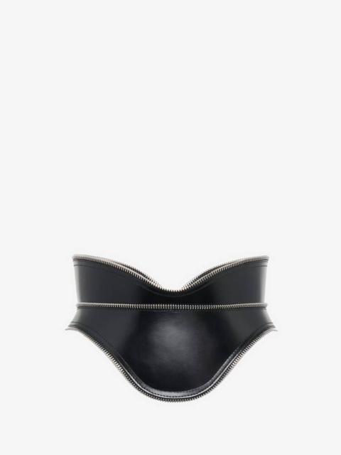 Women's Leather Corset Belt in Black