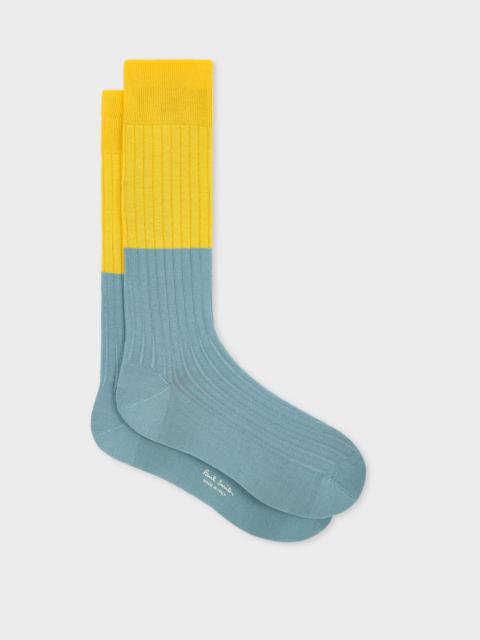 Yellow Ribbed Colour Block Socks