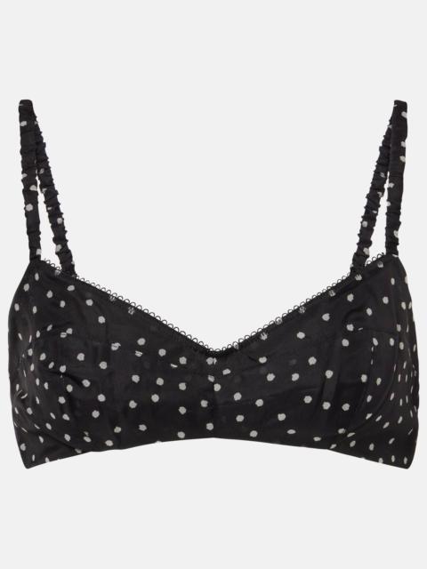 Polka-dot silk bralette