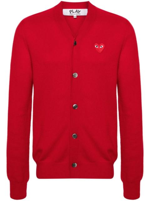 logo-appliqué wool cardigan