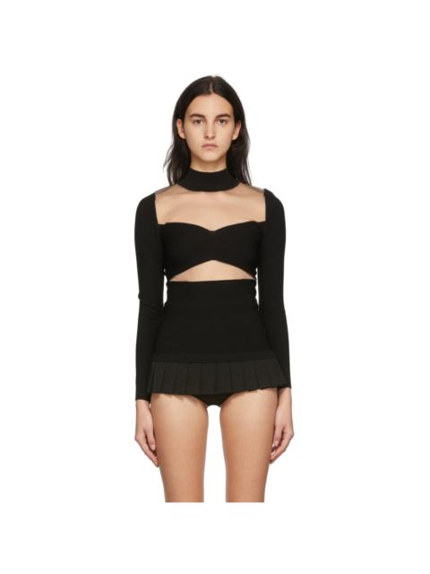 Black Sheer Paneled Turtleneck