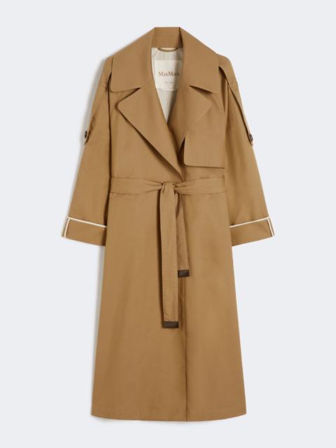 Oversized water-repellent twill trench coat - BROWN
