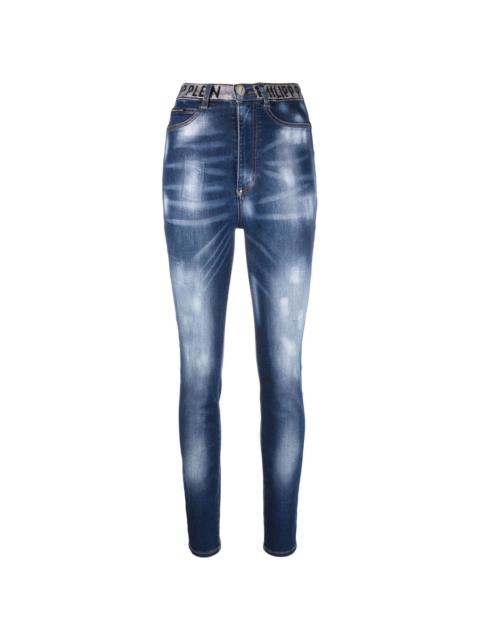 super high waist denim jeggings