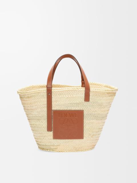 Large Classic Basket in palm leaf and calfskin