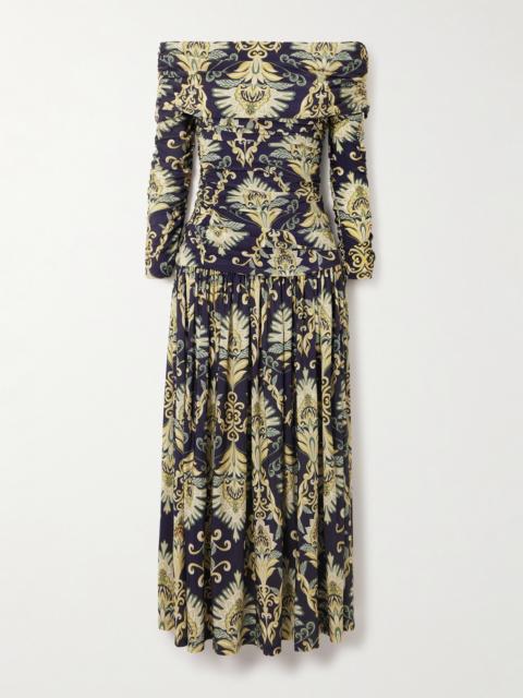 Wonderful Arabesque Off-the-shoulder Printed Stretch-jersey Maxi Dress