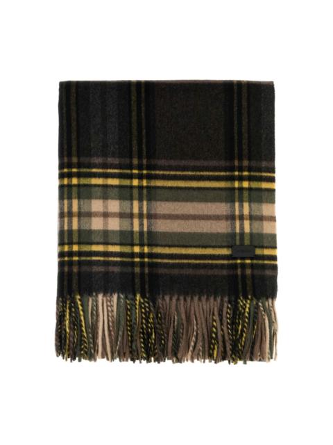 checked fringed scarf