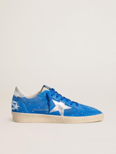 Men's Ball Star in light blue suede with studs and silver metallic leather star