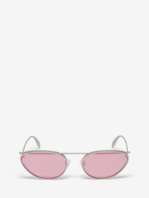 Women's Front Piercing Cat-eye Sunglasses in Silver/pink