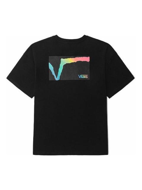 Vans Rainbow Funny Logo Loose Round Neck Short Sleeve Couple Style Black VN0A5H84BLK