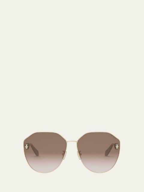 Serpenti Round Metal Sunglasses