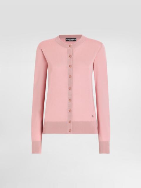 Wool cardigan with DG logo embroidery