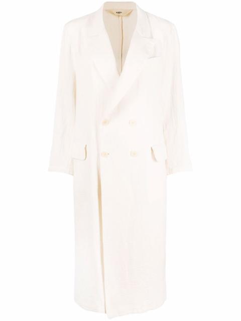 peak-lapels button-front mid-length coat