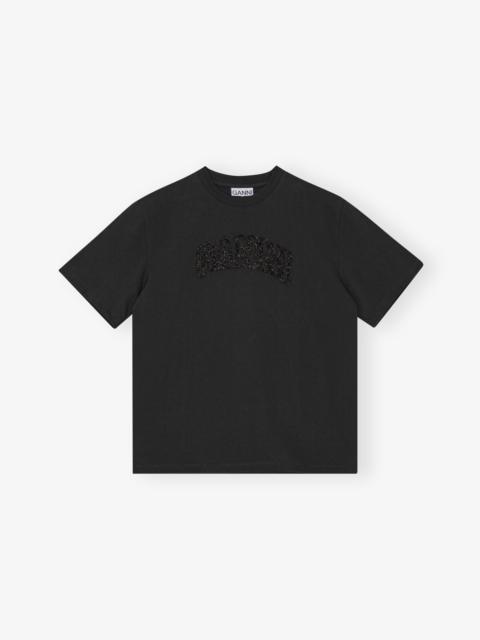 BLACK HEAVY COTTON DROP SHOULDER T-SHIRT