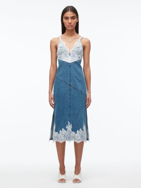Denim Slip Dress With Lace
