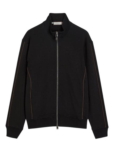 pipe-detail zip-up sweatshirt
