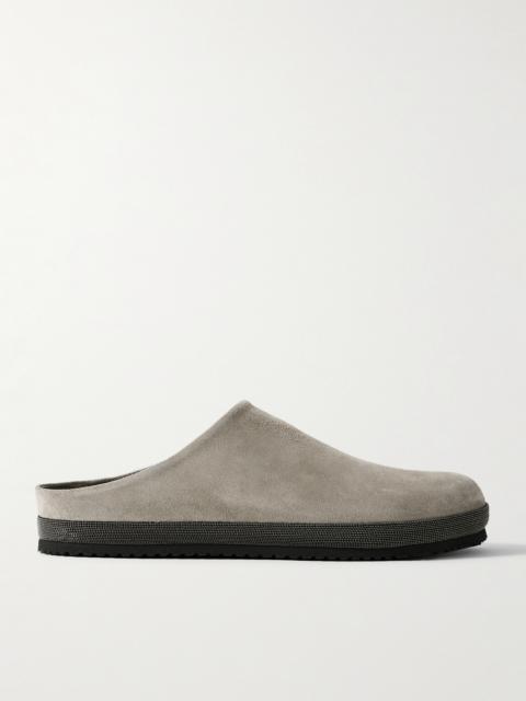 Bead-embellished Suede Mules