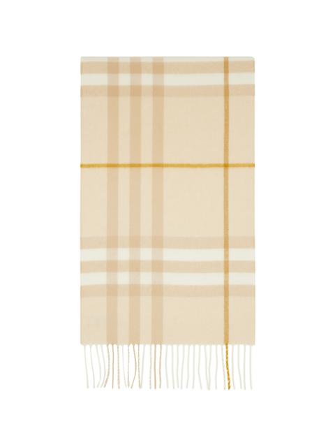 Beige Check Cashmere Scarf
