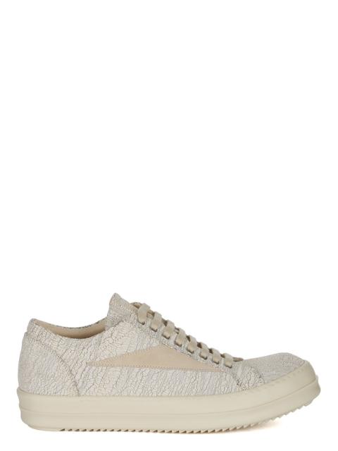 Megacrust Suede-Trimmed Distressed Coated-Denim Sneakers
