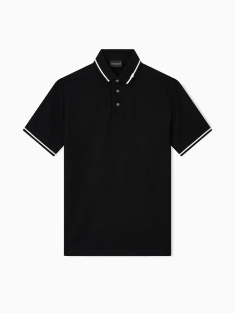 PIQUÉ POLO SHIRT WITH MICRO EAGLE EMBROIDERY AND TRIM